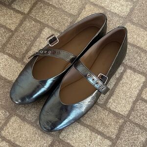 Madewell Metallic Silver Mary Jane Flats